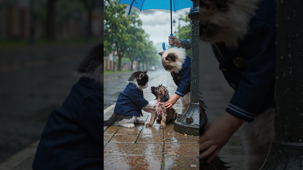 Puppy Saved by Two Cats!