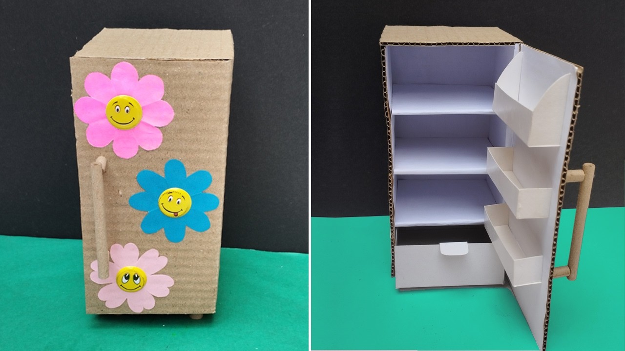 How to Make Refrigerator at Home | Cardboard Mini Refrigerator | DIY ...