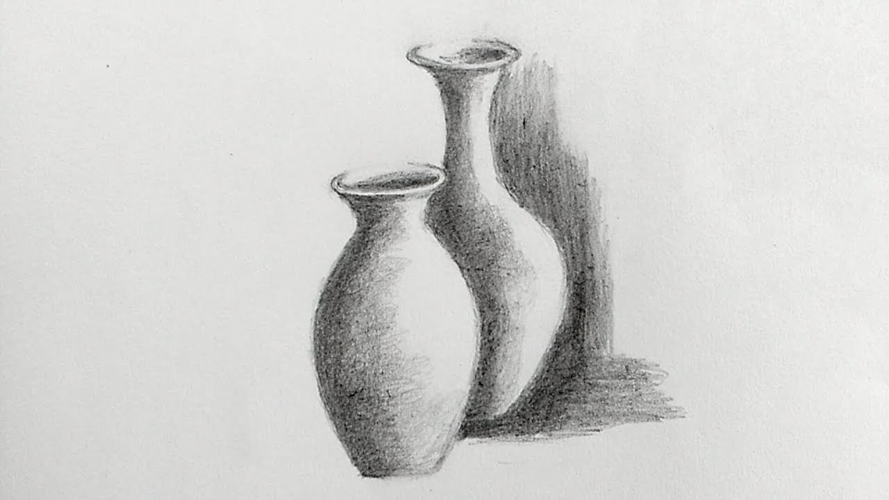 How to draw pot for beginners step by step/still life with