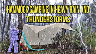 HAMMOCK CAMPING IN A THUNDERSTORMS,HEAVY RAIN-RELAXING RAIN SOUNDS