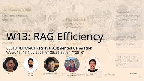 13: RAG Efficiency – Retrieval Augmented Generation (CS6101 WING.NUS)