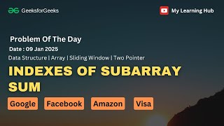 Indexes of Subarray Sum | 09th Jan 2025 | GFG-POTD | Array | Data Structure   Java