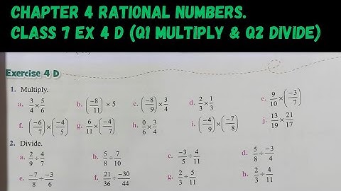 Chp 4 Rational Nos.  Ex 4D. ( Q1 and Q2). Class 7. Oxford New Enjoying Mathematics.