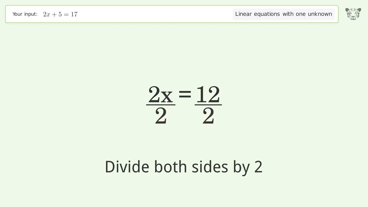 Linear Equation With One Unknown Solve 2x 5 17 Step by step Solution Linear Equation With One Unknown Solve 2x 5 17 Step by step Solution