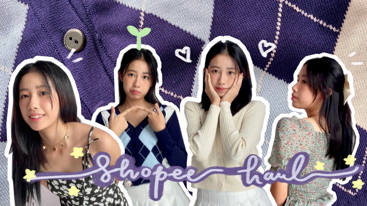 SHOPEE HAUL 虾皮开箱♡ brandy melville argyle, 超美RM10连衣裙, cardigans (ENG SUB) malaysia 🇲🇾 YouTube