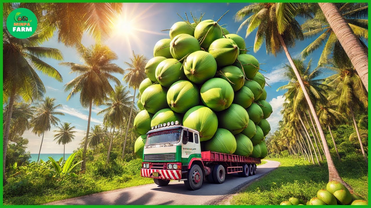 How Thai Farmers Harvest Millions of Tons of Coconuts - Coconut Factory - Thailand Street Food