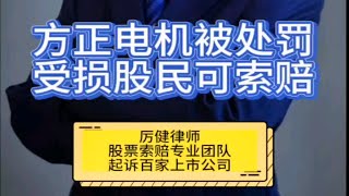 方正电机被处罚，受损股民可索赔！方正电机连续5年年报虚假记载、个别年度虚假记载占比较大。