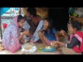 Slum Family Eating Flour Bread With Tea Together !!
