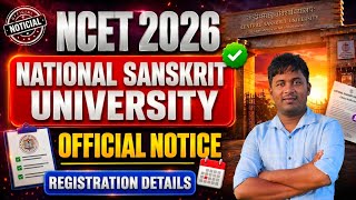 NCET ITEP 2026 National Sanskrit University Registration Started Apply now Seat Matrix Fees major 