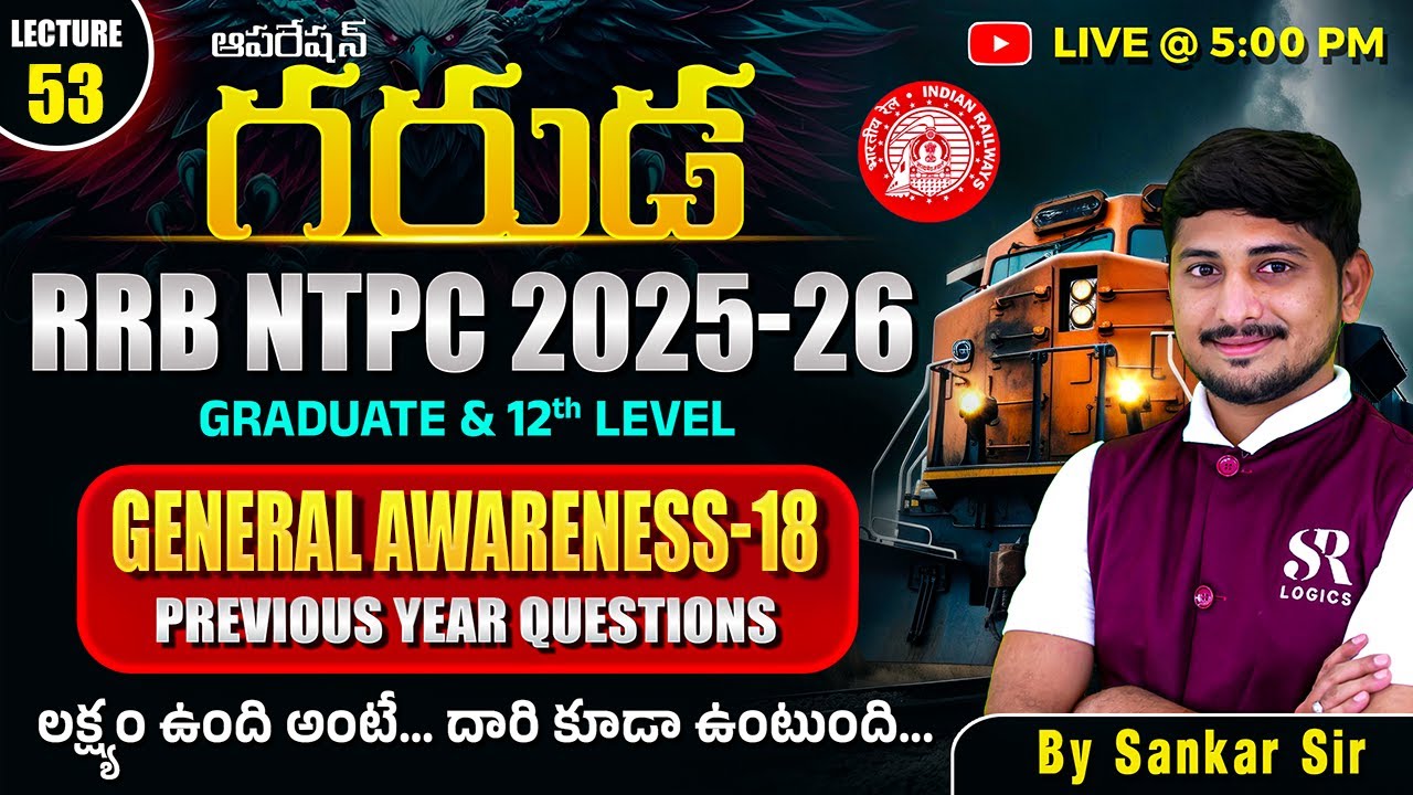 RRB NTPC GA Class 2025 | RRB NTPC GA 2025 | RRB NTPC Previous Year Questions | Shankar Sir