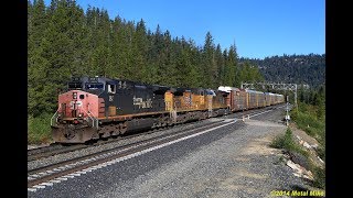 SP 187  last un-patched AC44000 leads autoracks over Donner Pass Sept 1, 2014