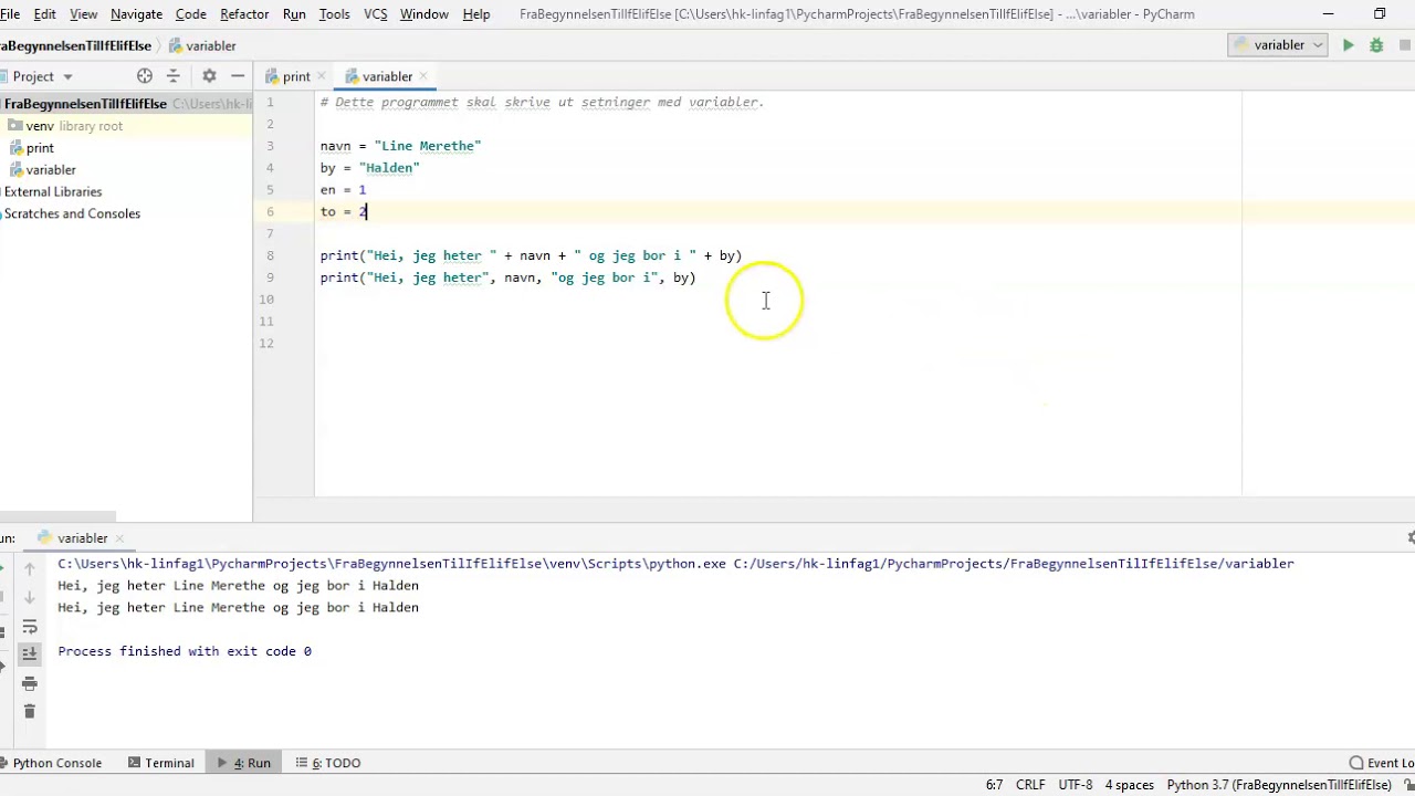 Pluss eller komma og tall i Python - YouTube