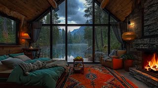 Cozy Lakeside Cabin - Fireplace And Rain Sound On Window with Thunder Sounds for Deep Sleep, Healing by the white room 3,296 views 2 months ago 8 hours