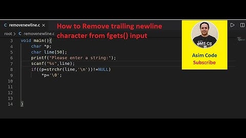 C program to remove trailing newline character from fgets() input