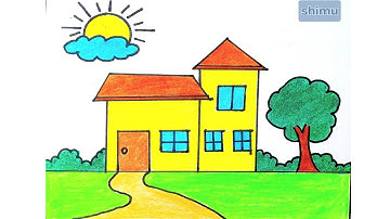 House Drawing / How to Draw a House / House Scenery Drawing Easy Step By Step / Ghar Drawing
