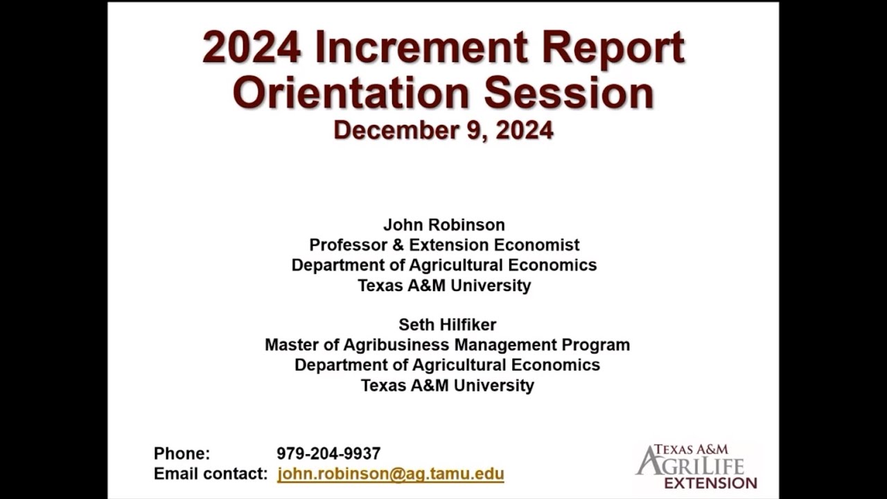 Ag Increment Report Training 2024