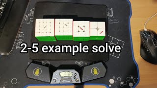 2-5 Speedcube Relay Example Solve! (5x5, 4x4, 3x3, 2x2 in 3:38)