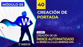 40: Creación de  portada | CURSO: CREACIÓN DE ÍNDICE SEGÚN APA