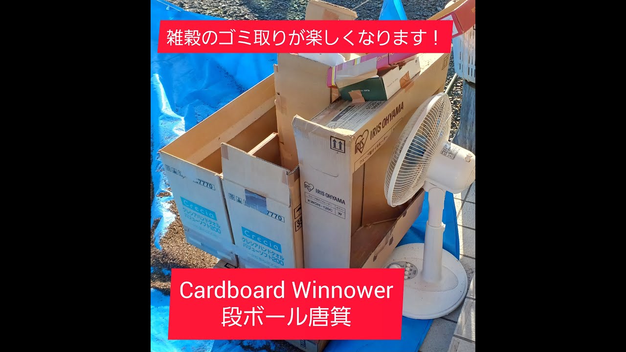 【DIY millet winnower】段ボールで唐箕（とうみ；穀物風選機）を作れます！You can make a winnower