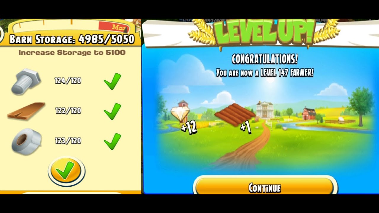 HAY DAY LEVEL UP 147 + BARN UPGRADE 5100! YouTube