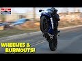 When Bikers Crash a Car Meet! - Wheelies & Burnouts