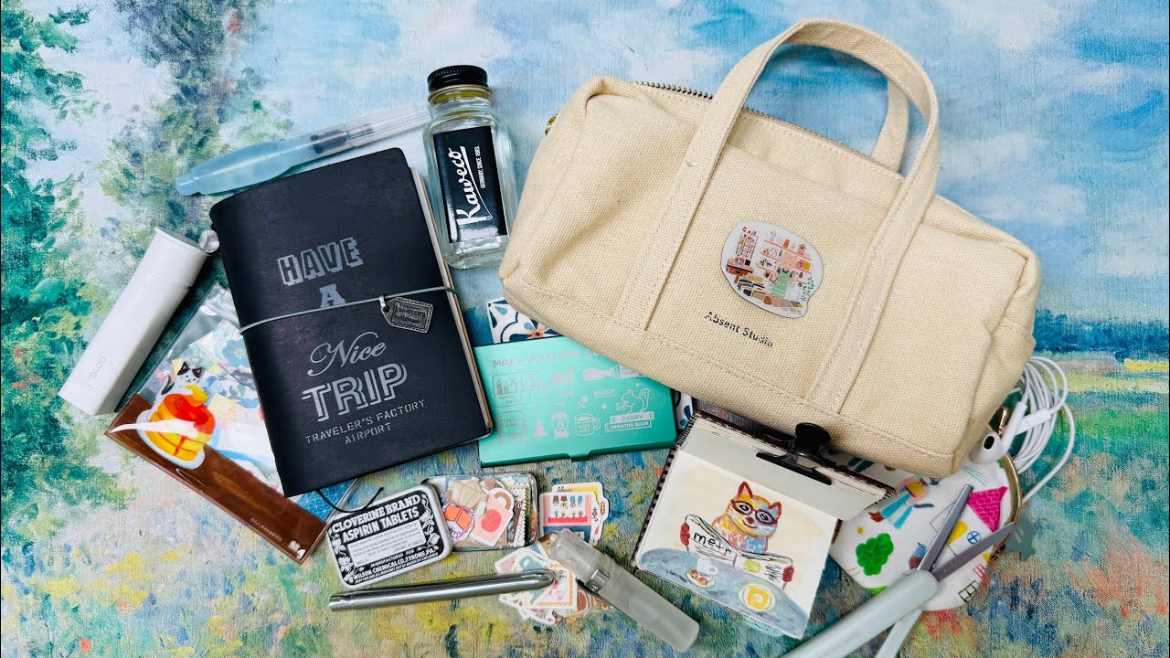 Дорожные принадлежности для художественного журнала и акварели в чехле Tomo на молнии