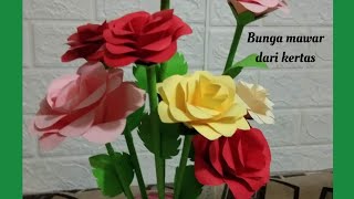 How to make flowers with paper| Cara membuat Bunga Mawar dari Kertas HVS