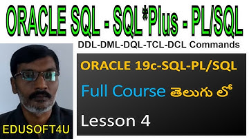 ORACLE SQL Sub Languages-DDL-DML-DQL-TCL-DCL-ORACLE 19C SQL & PL/SQL Full Course in Telugu-Lesson-4