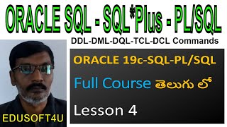 ORACLE SQL Sub Languages-DDL-DML-DQL-TCL-DCL-ORACLE 19C SQL & PL/SQL Full Course in Telugu-Lesson-4