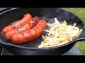 How to cook Hot Links in cast iron skillet outdoors