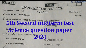 6th std Second midterm test SScience question paper 2024