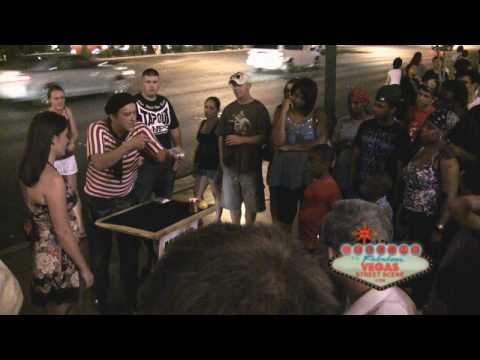 Vegas On The Street "Magic Show" with magician AJ ...