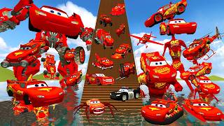 ALL TYPES LIGHTNING MCQUEEN POLICE SIREN HEAD LEGO MUSCLE RAGDOLL CHALLENGE UNDERWATER STAIRS Gmod screenshot 5