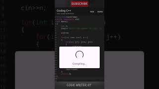 cpp pattern program tutorial ||💯 #shorts #coding #youtubeshorts #codewriter07