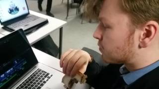 Lewis eats a sandwich and talks about the work on the trailer