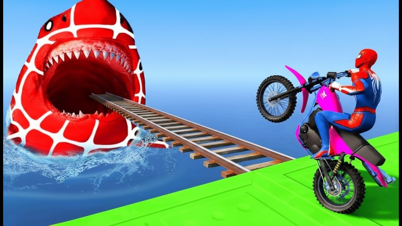 Superheroes on the Rails 🕸️ Spider-Man on a Motorcycle Racing Through a ...