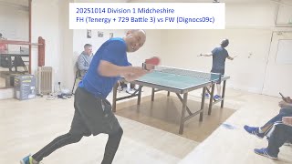20251014 #Division1 #TableTennis FH #Tenergy vs FW #Dignics09c #Midcheshire #League #729 #battle3