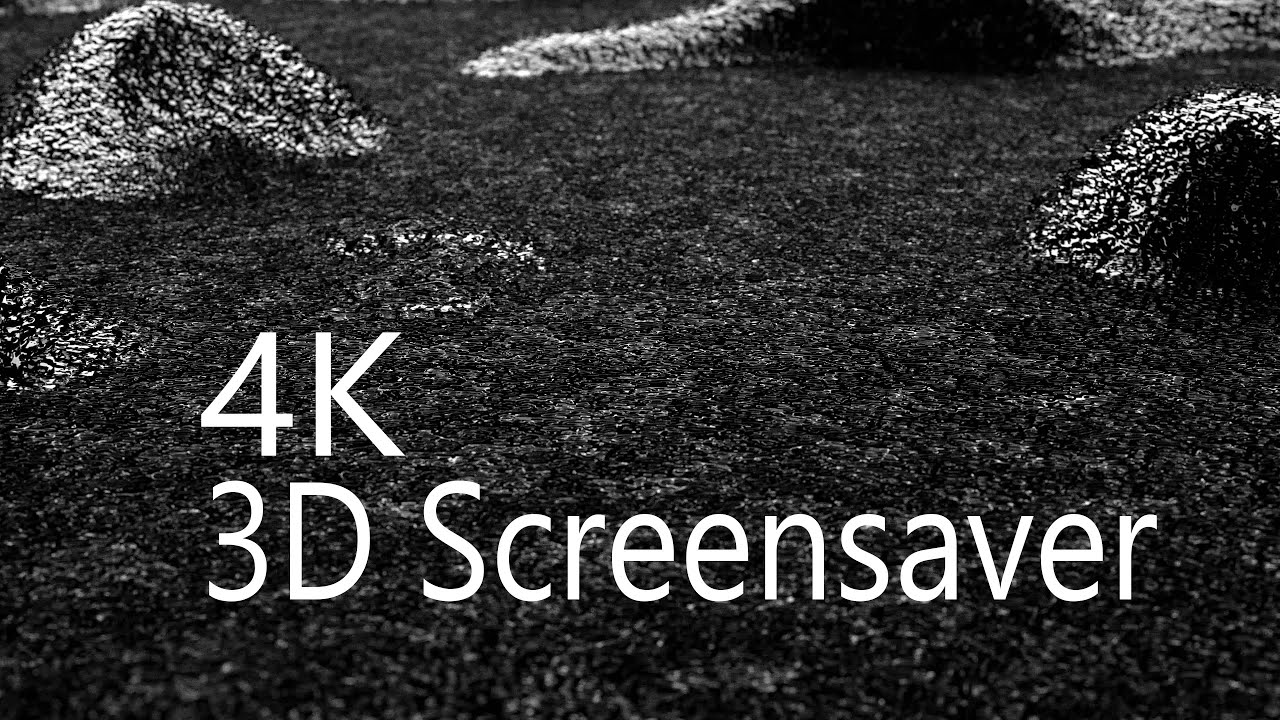 60 min | 4k UHD | 3D Cool Screensaver | Monochrome animation of waves and ripples on black surface