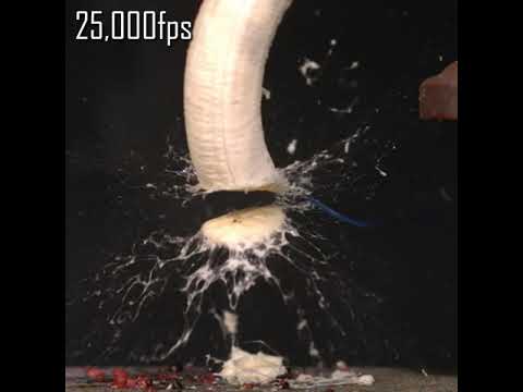 Weed Whacker vs Banana in Super Slow Motion