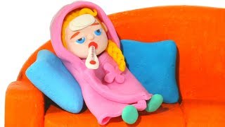 BABY ELSA HAS A COLD ❤ Superhero Babies Play Doh Cartoons For Kids