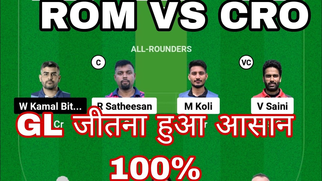 ROM Vs CRO Dream11// ROM VS CRO ECI T10 ROMANIA// ROM VS CRO Dream11