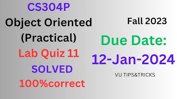 CS-304P Lab Quiz 11 solved | 12-JAN-2024 |100% correct |#cs304p | Fall 2024
