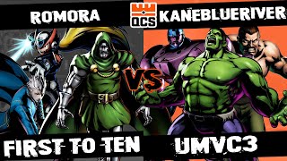 Romora vs KaneBlueRiver | First to 10 | Ultimate Marvel vs Capcom 3