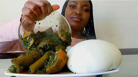 Asmr delicious afang soup with fufu/ Nigerian food