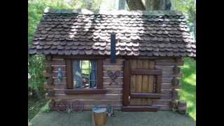 pioneer real wood log cabin dollhouse