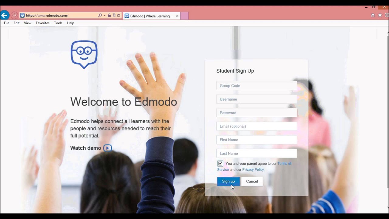 Welcome код. Edmodo.