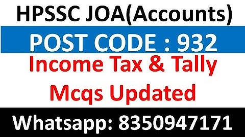 HPSSC JOA Accounts  932 Income tax & Tally Question Updated | HPSSC JOA ACCOUNT Video Course | JOA