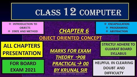 CLASS 12 COMPUTER CHAPTER 6 GUJARAT BOARD ENGLISH MEDIUM || OBJECT ORIENTED CONCEPT GSEB CLASS 12