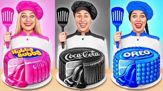 Pink VS Black VS Blue Color Cooking Challenge by Multi DO Smile