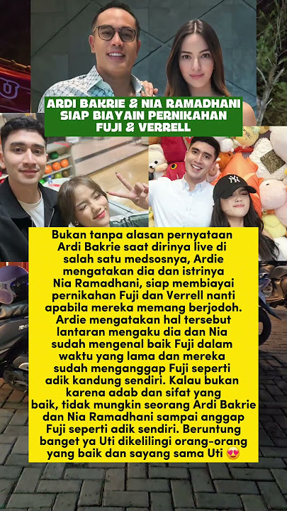 ARDI BAKRIE & NIA RAMADHANI SIAP BIAYAIN NIKAH FUJI & VERREL #fujian #verrelbramasta #artis #hiburan